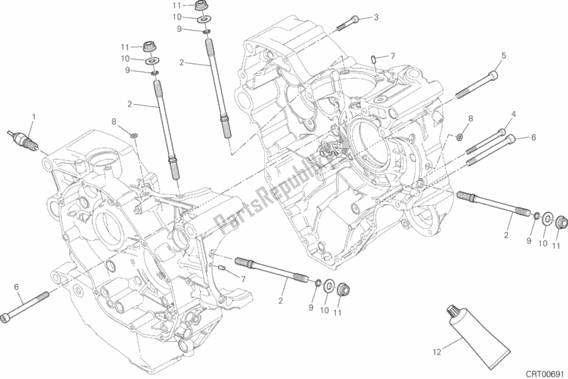 Alle onderdelen voor de 10a - Paar Halve Carters van de Ducati Multistrada 1200 Enduro USA 2018